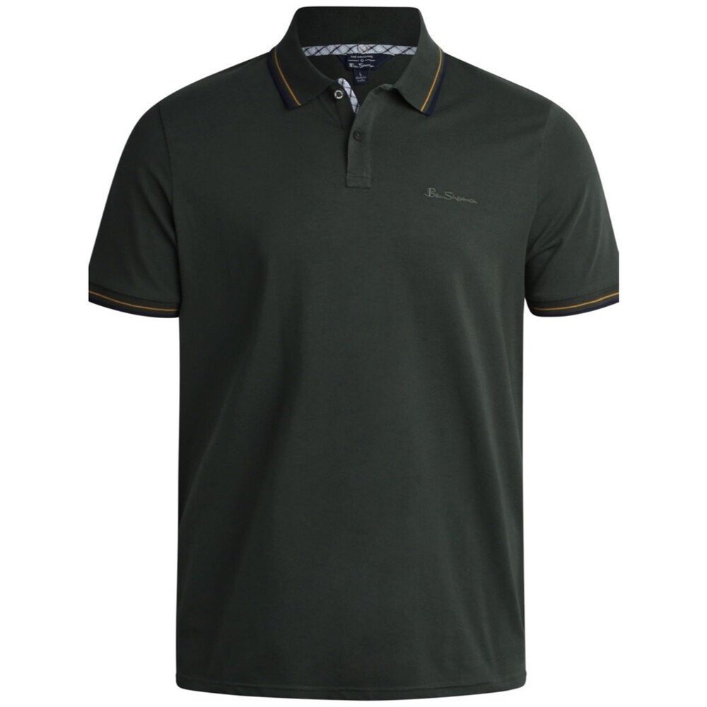 Ben Sherman Forest Green Polo with Navy/Yellow Twin Tip Trim